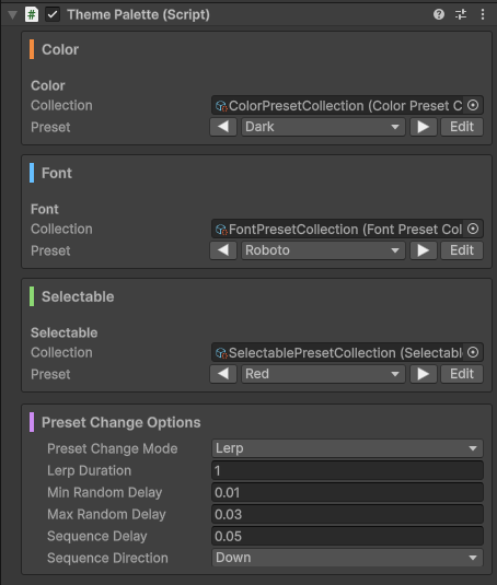 ThemePalette inspector